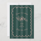 Floral Green Stripe Botanical Save The Date (Voorkant)