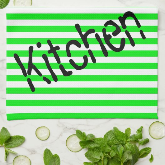 Floral Green Stripe Kitchen Hand Towel Theedoek (Gevouwen)