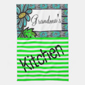 Floral Green Stripe Kitchen Hand Towel Theedoek (Verticaal)