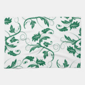 Floral Green Swirl Vine Pattern Theedoek (Horizontaal)