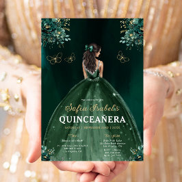 Floral Green Tweetalige Spaanse Quinceanera Kaart