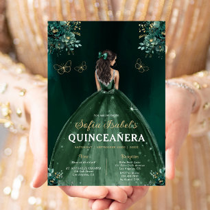 Floral Green Tweetalige Spaanse Quinceanera Kaart