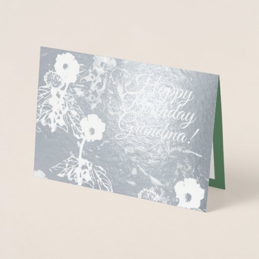 Floral Green Verjaardag Folie Kaart (Voorkant)