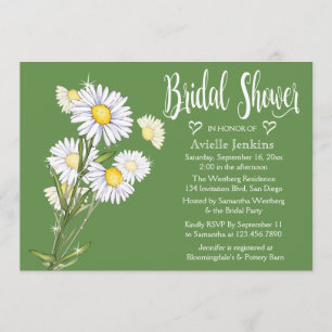 Floral Green Vrijgezellenfeest White Daisy Flowers Kaart
