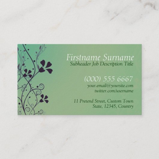 Floral Green Wash Visitekaartje (Voorkant)
