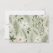  Floral Green White Botanical Pattern Bedankkaart (Achterkant)