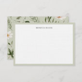  Floral Green White Botanical Pattern Bedankkaart (Voorkant / Achterkant)
