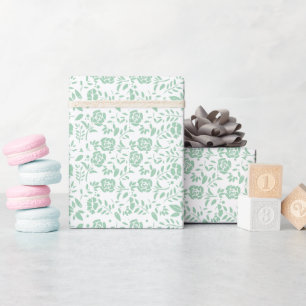 Floral Green White Cadeaupapier
