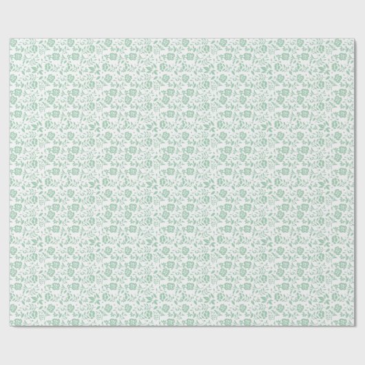 Floral Green White Cadeaupapier (Vlak)