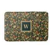 Floral Green William Morris Geïnspireerd Monogram Badmat (Voorkant)