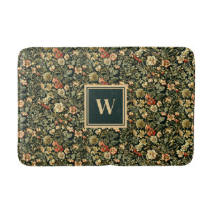 Floral Green William Morris Geïnspireerd Monogram Badmat