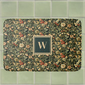 Floral Green William Morris Geïnspireerd Monogram Badmat