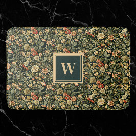 Floral Green William Morris Geïnspireerd Monogram Badmat