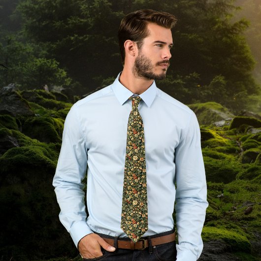 Floral Green William Morris Inspired Monogram Stropdas