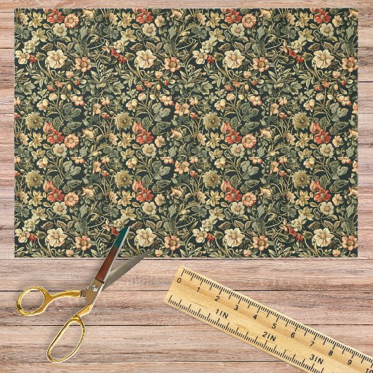 Floral Green William Morris Inspired Monogram Tissuepapier