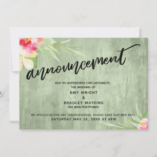 Floral Green Wood "Announcement" stelt bruiloft ui Kaart
