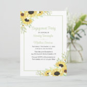 Floral Green Yellow Sunflower Engagement Party Kaart (Staand voorkant)
