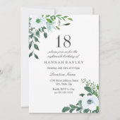 Floral Greenery 18th Birthday Party Invitation Kaart (Voorkant)