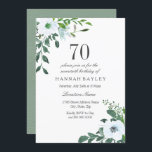 Floral Greenery 70th Birthday Party Invitation Kaart<br><div class="desc">Floral Greenery 70th Birthday Party Invitation Geschikt voor verjaardagsfeest voor mannen en vrouwen Zie bijbehorend collectie in Niche en Nest Store</div>