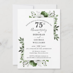 Floral Greenery 75th Wedding Jubileum Kaart