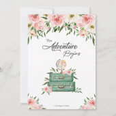 Floral Greenery Adventure Travel Baby shower Girl Kaart (Achterkant)