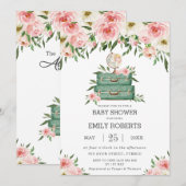 Floral Greenery Adventure Travel Baby shower Girl Kaart (Voorkant / Achterkant)