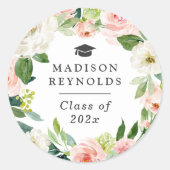 Floral Greenery Afstudeerder Party Afstuderen Cele Ronde Sticker (Voorkant)