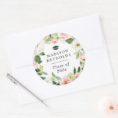 Floral Greenery Afstudeerder Party Afstuderen Cele Ronde Sticker (Envelop)