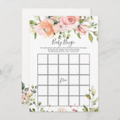 Floral Greenery Baby shower Bingo Game Kaart (Voorkant / Achterkant)