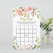 Floral Greenery Baby shower Bingo Game Paper Sheet (Staand voorkant)