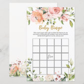 Floral Greenery Baby shower Bingo Game Paper Sheet (Voorkant / Achterkant)