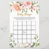 Floral Greenery Baby shower Bingo Game Paper Sheet (Voorkant)