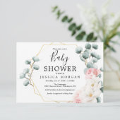 Floral Greenery Baby shower Invitation Kaart (Staand voorkant)