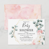 Floral Greenery Baby shower Invitation Kaart (Voorkant / Achterkant)