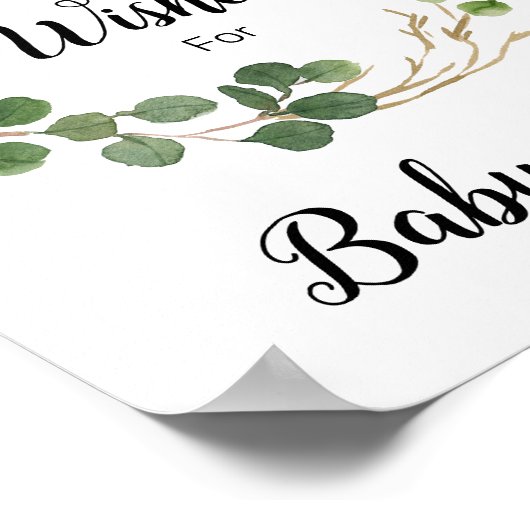 Floral Greenery Baby shower wenst Baby Poster (Hoek)