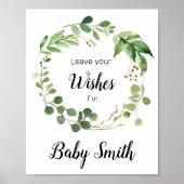 Floral Greenery Baby shower wenst Baby Poster (Voorkant)