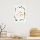 Floral Greenery Baby Succulent Baby shower-teken Poster (Keuken)