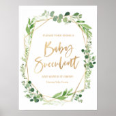 Floral Greenery Baby Succulent Baby shower-teken Poster (Voorkant)