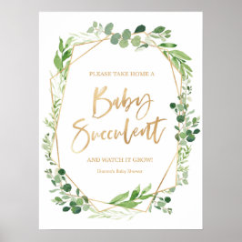 Floral Greenery Baby Succulent Baby shower-teken Poster