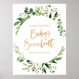 Floral Greenery Baby Succulent Baby shower-teken Poster