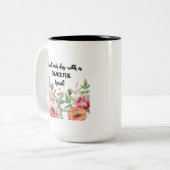 Floral Greenery begint elke dag met een Grateful H Tweekleurige Koffiemok (Voorkant links)