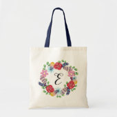 Floral Greenery Boho Girly Monogram Tote Bag (Voorkant)