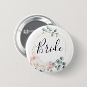 Floral Greenery Bridal Party Button - Bride (Voorkant /achterkant)