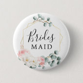 Floral Greenery Bridal Party Button Bridesmaid (Voorkant)