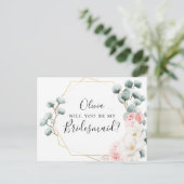 Floral Greenery Bridesmaid-kaartje Briefkaart (Staand voorkant)