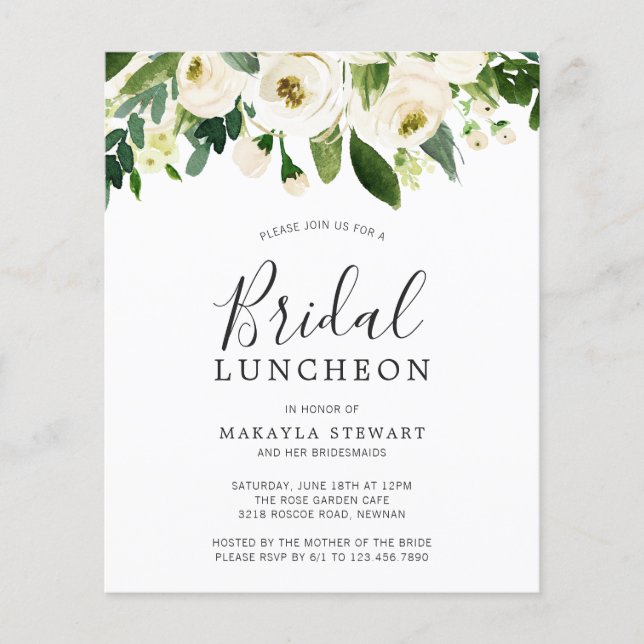 Floral Greenery Budget Bridal Luncheon (Voorkant)