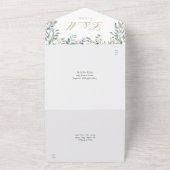 Floral Greenery Cascade Elegant Gold Wedding All In One Uitnodiging (Buitenkant)