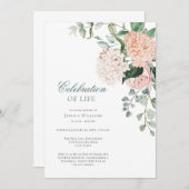 Floral Greenery Celebration of Life Funeral Kaart (Voorkant / Achterkant)