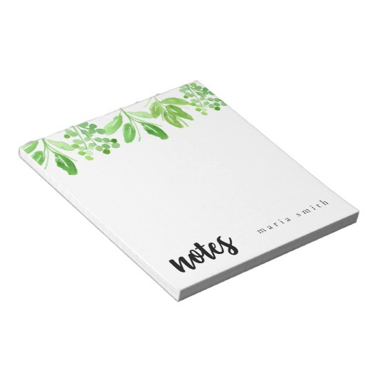 floral greenery chic personalize notitieblok (Schuin)
