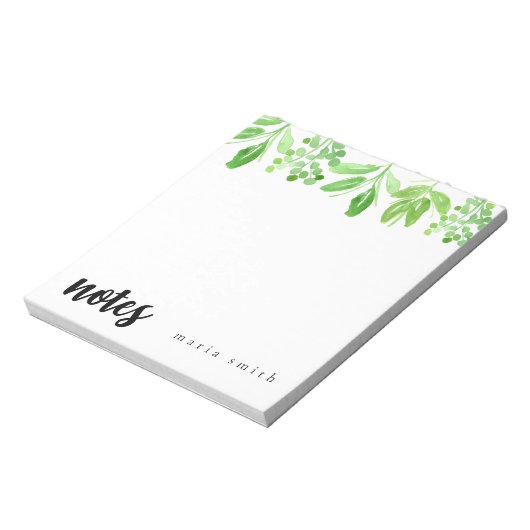 floral greenery chic personalize notitieblok (Linkerzijde)